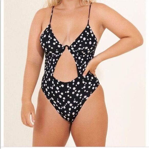 Free People Maaji One Piece Reversible Lauren Cut-Out Black White Swimsuit Small - Picture 2 of 12